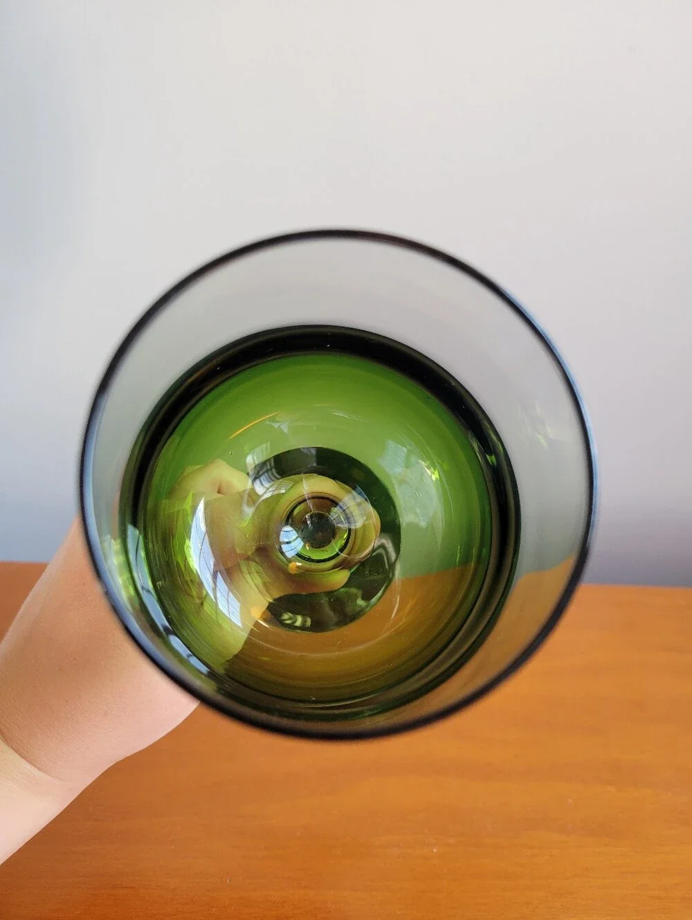 Pier 1 Elemental Green Hand Blown Wine Glass 16 oz Colored Stemware